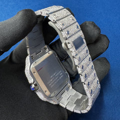 Iced Out VVS Lab Diamond Arabic Dial Men's Bust Down Wrist watch