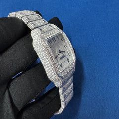 Iced Out VVS Lab Diamond Arabic Dial Men's Bust Down Wrist watch