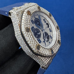 Luxury Iced-Out Lab Diamond Men's Silicon band Timepiece
