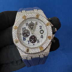 Luxury Iced-Out Lab Diamond Men's Silicon band Timepiece