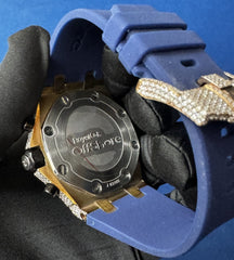 Luxury Iced-Out Lab Diamond Men's Silicon band Timepiece