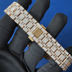 Invisible Baguette Diamond Studded Iced Out Skeleton Automatic Watch For Men