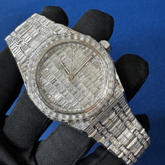 Baguette Diamond Watch Moissanite Studded Iced Out Automatic Watch