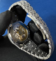 Baguette Diamond Watch Moissanite Studded Iced Out Automatic Watch