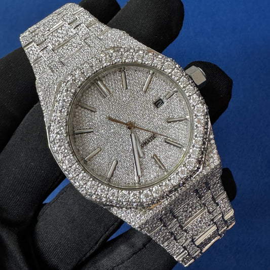 Iced out customize VVS lab Diamond Bust Down Hip Hop Watch