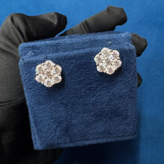 Round Lab Grown Diamond Engagement Stud Earrings ,Flower Style Bridal Earrings