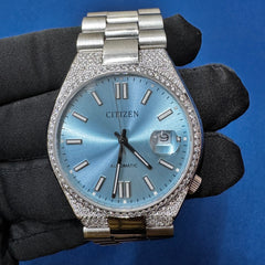 Customized Sky Dial Lab Diamond Citizen Watch For Unisex