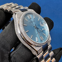 Customized Sky Dial Lab Diamond Citizen Watch For Unisex