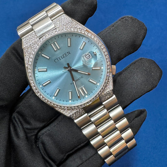 Customized Sky Dial Lab Diamond Citizen Watch For Unisex