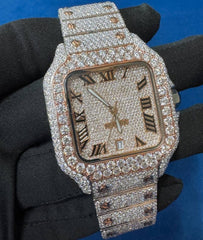 Fully Icedout VVS Lab Diamond Two tone Bussdown Watch For Men