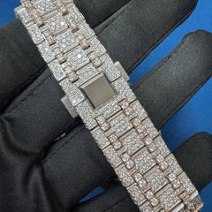 Iced out VVS lab Diamond Arabic Dial Two tone Hip hop Watch
