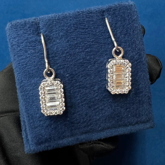 Cluster Lab Grown Wedding Earrings ,Long Drop Diamond Statement Earrings