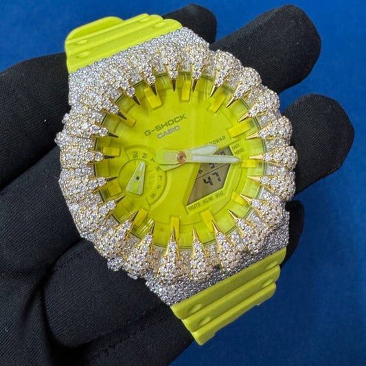 G Shock Custom GA2100 – Iced Out Casioak Mod – Moissanite Bustdown Watch – Luxury Men’s Gift