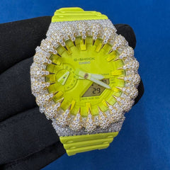 G Shock Custom GA2100 – Iced Out Casioak Mod – Moissanite Bustdown Watch – Luxury Men’s Gift