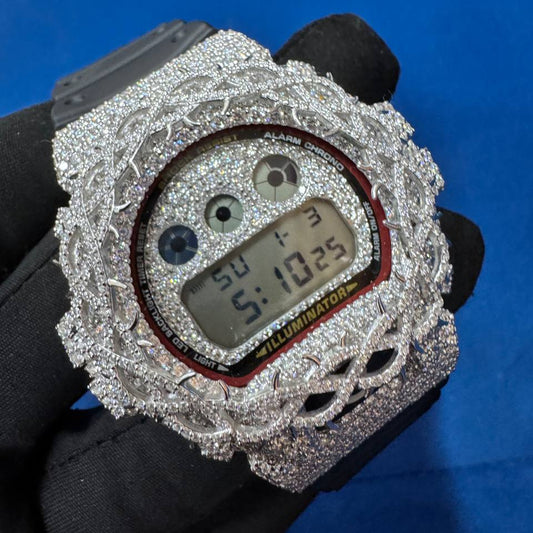 Custom Iced-Out DW-6900 Style Watch with VVS1 Moissanite , Hip-Hop Bustdown Unisex Watch