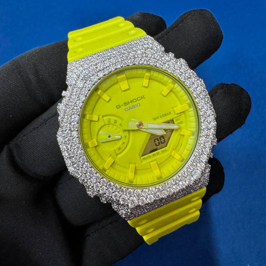 Custom Iced Watch with VVS Diamonds , Digital Hip Hop Timepiece , Handmade Men’s Watch