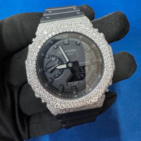 VVS1 D Moissanite Iced-Out Watch ,G-Shock Custom GA-2100 Bustdown Mechanical Timepiece