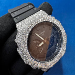 VVS1 D Moissanite Iced-Out Watch ,G-Shock Custom GA-2100 Bustdown Mechanical Timepiece