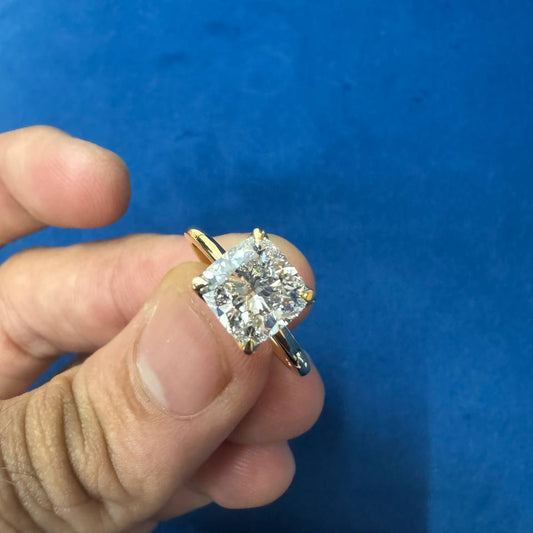 8mm D Colour VVS 2 Cushion Cut Lab Grown Diamond Ring , Solitaire Engagement Ring