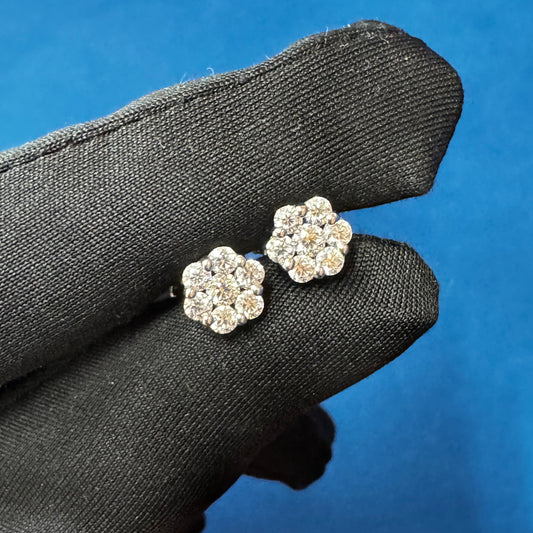 925 Sterling Silver Round Lab Grown Diamond Engagement Stud Earrings