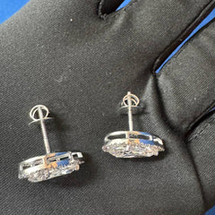 2.57Ct Each Pear Cut Halo Lab Grown Diamond Engagement Stud Earrings