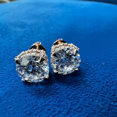 3.Ct Each Round Cut D VS1 Lab Grown Diamond Engagement Stud Earrings