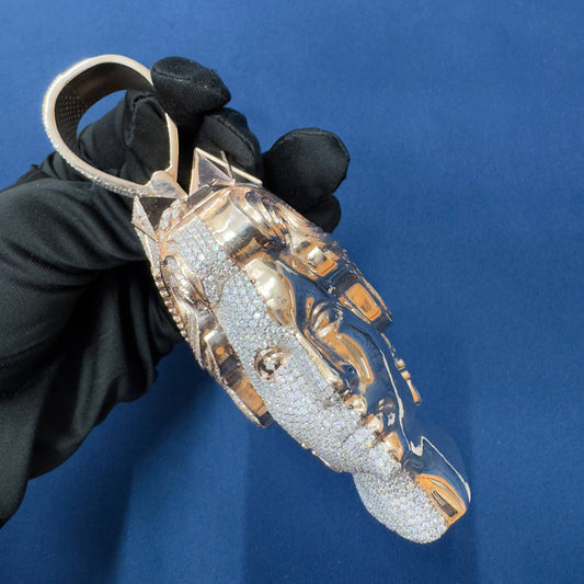 VVS Moissanite Diamond Queen Elizabeth Pendant , 3D 14Kt Rose Gold wedding Gift