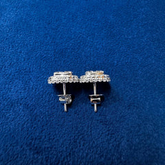 Halo Diamond Screw Back Earrings,EF-VS Lab Diamond Bridal Earrings,Eco Friendly Diamond Earrings