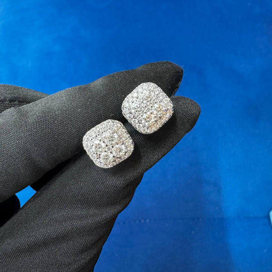 Halo Diamond Screw Back Earrings,EF-VS Lab Diamond Bridal Earrings,Eco Friendly Diamond Earrings