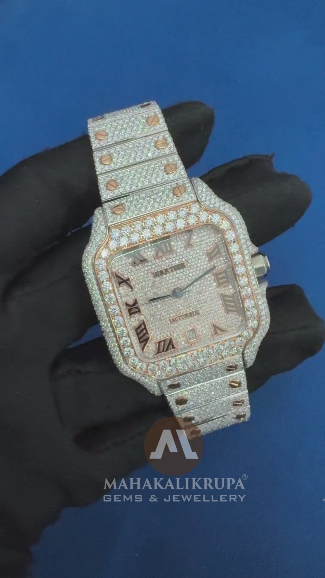 Moissanite Studded Diamond Automatic Movement Watch For Men