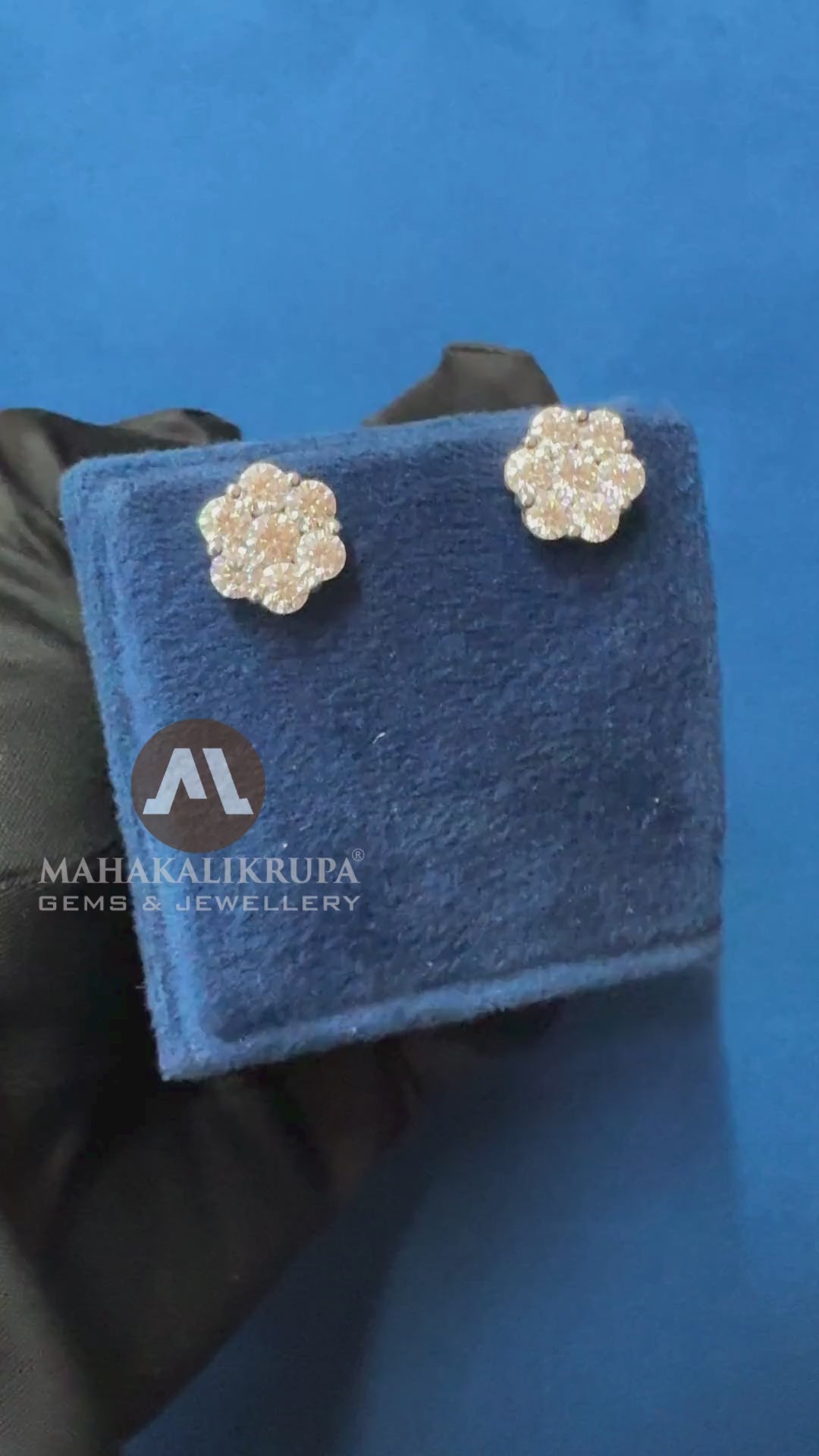 Round Lab Grown Diamond Engagement Stud Earrings ,Flower Style Bridal Earrings