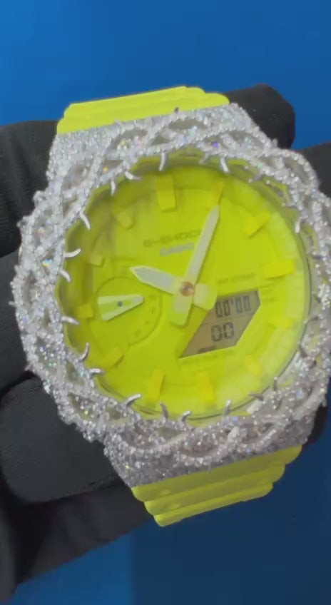 G Shock Custom GA2100 – Moissanite Bustdown Watch for unisex – Luxury Men’s Gift