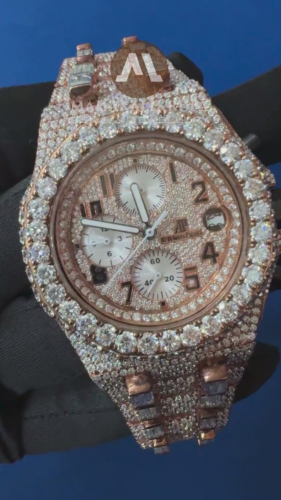 Men's Diamond Wrist Watch, Luxury Bust Down Lab Grown Diamond Watch