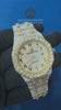 Iced out VVS lab Diamond Arabic Dial Bust Down Two tone Watch