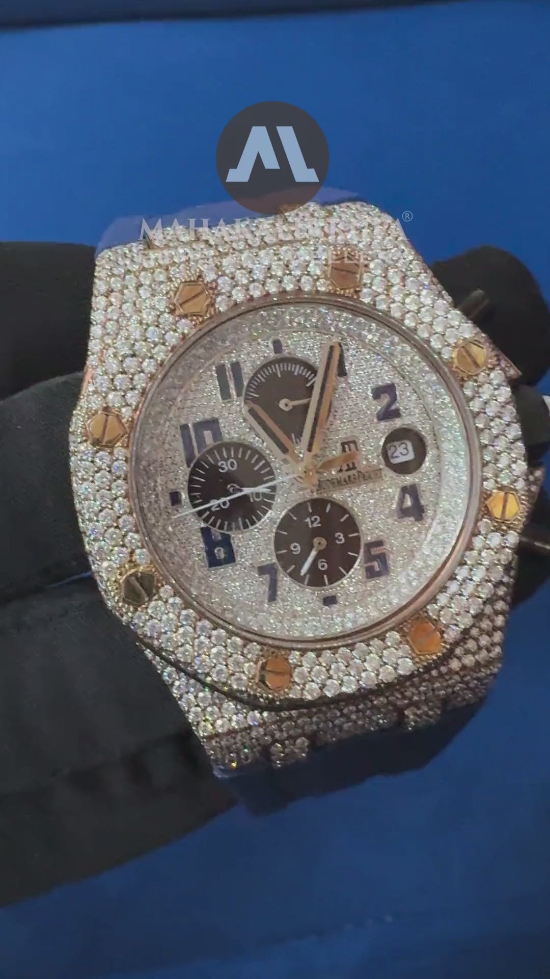 Luxury Iced-Out Lab Diamond Men's Silicon band Timepiece